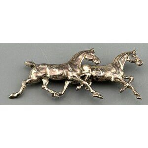Vintage Sterling Silver Horse Brooch Galloping Equestrian Running Horse Pin 2.5"